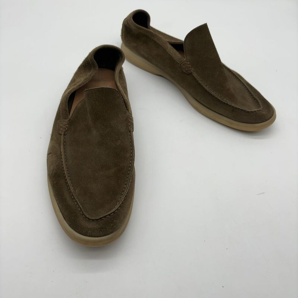 Loro Piana Olive Green Suede Slip-On Loafers